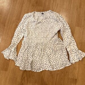 Zara White and Black Polka Dot Blouse